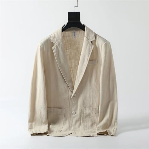 Men's Linen Blazer Lightweight Casual Summer Sport Coat Cotton Two Buttons Pockets Suit Jacket2