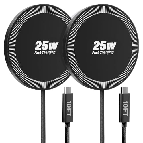 Image of 25W Wireless Charger for MagSafe, Magnetic Fast Charging Pad for iPhone 17 /16 /15 /14 /13 /12 Series & AirPods, Strong Magnet, Portable Wireless Charger for Travel Home Office (Black, 10FT)