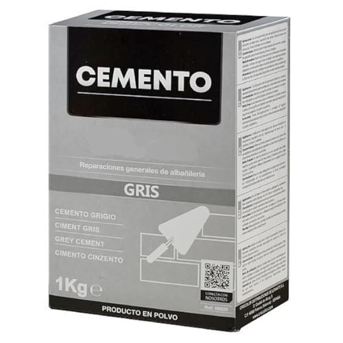 YIJIA | Cemento Gris en polvo, Preparado de cemento, Indicado para colocación y encolado de agujeros, Alta Adherencia, Uso interior y exterior, Formato 1 Kg, Color Gris