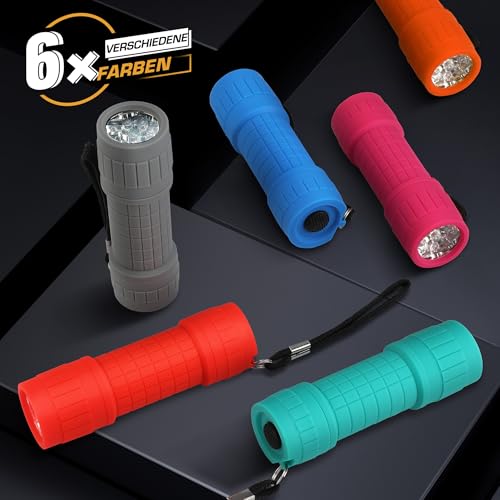 EverBrite Mini UV Taschenlampe 6 Stück, 395nm Schwarzlicht Lampe mit 18 AAA Batterien, Ultraviolettes Licht Haustier Urin Detektor für Hunde und Katzen, Geldscheinprüfer