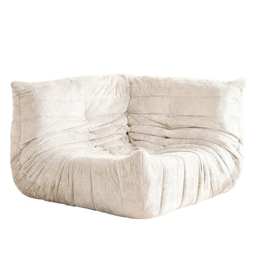 Image of Bean Bag Chair, Memory Foam Bean Bag Chairs for Adults, Fireside Corner Chair Lazy Floor Corner Sofa for Living Room, Bedroom, Dorm, Office(Beige)