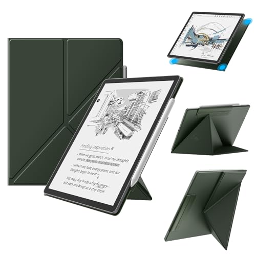 Fintie Ständer Hülle für 11 Kindle Scribe (3. Generation) & Kindle Scribe Colorsoft (1. Generation) 2025 Multi-Winkel Betrachtung Magnetische Case Alpingrün