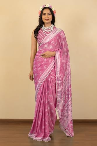 Image of MIRCHI FASHION Women Saree Leheriya Print Chiffon | Lightweight Traditional Sari for Farewell and Wedding Ceremonies with Unstitched Blouse Piece