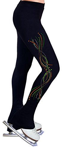 NY2 SPORTSWEAR Figure Skating Practice Pants with Spangles S119 - Child Sizes- (Child Medium) Black