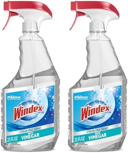 Windex with Vinegar Glass Cleaner, Spray Bottle, 23 fl oz (Pack of 2)