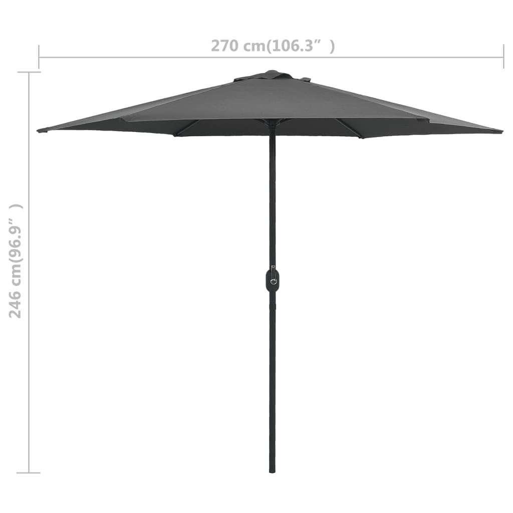 Parasol przeciwsłoneczny z aluminiowym masztem, x cm zielony, ochrona przed promieniowaniem UV, tkanina poliestrowa, mechanizm korbowy do ogrodu i na taras