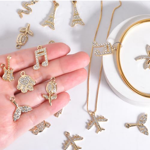 Image of stino Rhinestone Charms for Jewelry Making, Metal Pendants for Necklace Bracelet Earrings