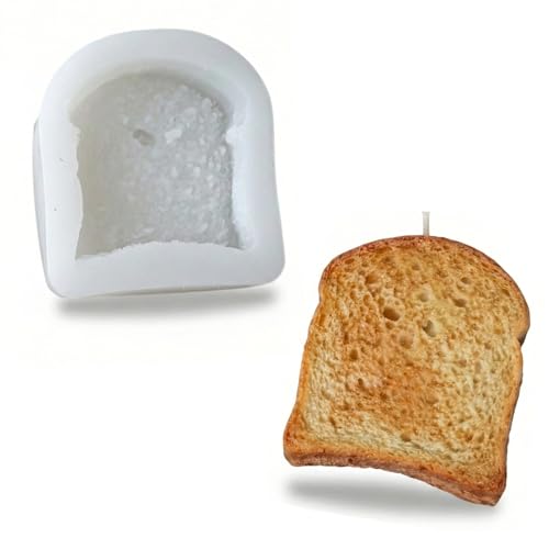 Image of Bread Toast Slice Silicone Candle Mould | Dessert Cake Shape Candle Making Mould | Aesthetic Bakery Theme Wax, Soap, Resin Mold | Decorative Candle Mould Silicone for DIY Craft (Bread Slice)