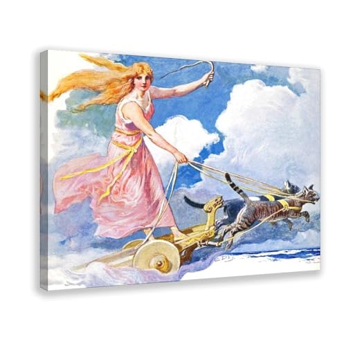 Impression déesse Freya sur toile texturée avec cadre de suspension durable