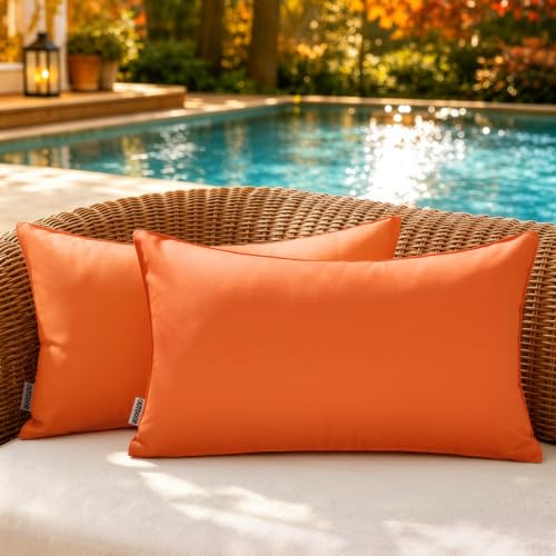 MIULEE Decorative Outdoor Waterproof Pillow Covers 12x20 Orange