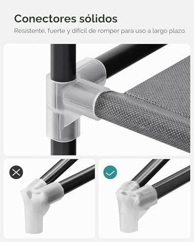 Miniatura 6 de Songmics Armario De Ropa, Armario De Tela Portátil, 45 X 127 X 176 Cm, 2 Barras De Colgar, Estantes Y 4 Bolsillos Laterales, Espacioso Para Dormitorio, Salón, Negro Ryg008b02