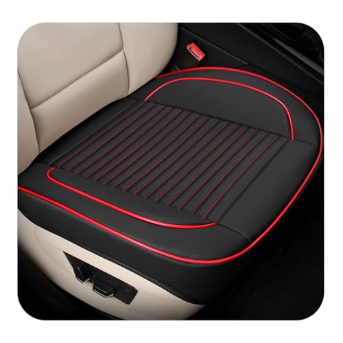 ZNDAW Car Seat Cover, Leather Vehicle Front Bottom Seat Cushion Cover with Storage Pocket, Anti-Slip Bottom Seats Protector Luxury Interior Decor for Most Car Trucks SUVs (Black+Red)