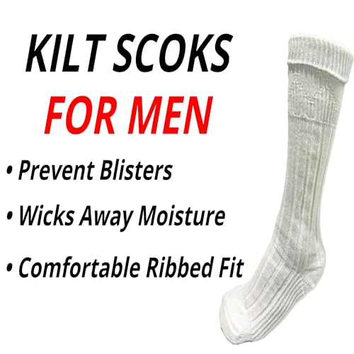 Mens Traditional Scottish Kilt Hose,Scottish Ribbed Socks For Mens Wool Blend Cuff Over Your Kilt Hose3