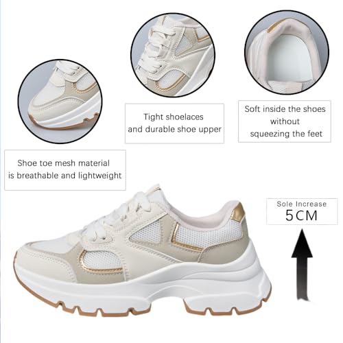 Mesh Women's Patchwork Sports Shoes, Lace Up Thick Soled Casual Shoes, Personalized, Trendy and Comfortable4