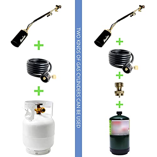 Ninglebro Heavy-Duty Propane Torch Weed Burner, High Output 500,000 Btu, Weed Torch Bar, With Turbo Trigger Electronic Button Igniter And 9.8 Feet Safety Hose, With Fuel Tank Converter #TOP2