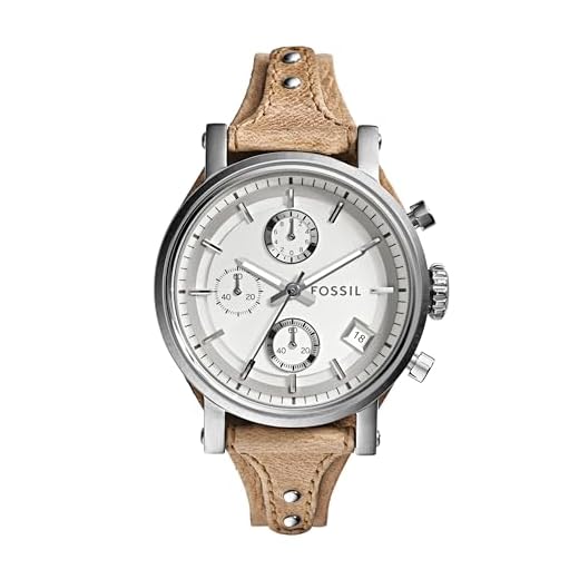 Fossil Reloj para mujer Original Boyfriend, movimiento cronógrafo de cuarzo, caja de acero inoxidable plateado de 38 mm con correa de piel auténtica, ES3625
