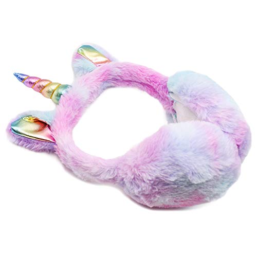 Chuangli Winter Unicorn Earmuffs & Glove Set, Cute Cartoon Foldable Earmuff Rainbow Ear Warmers For Girls/Women's Gift #TOP3