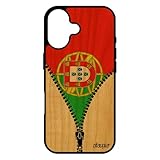 utaupia Coque pour iPhone 17 Bois Silicone Drapeau Portugal Portugais Foot Basket Football Portable Etui jo Pas Cher Coupe d'europe Euro de