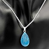  Halskette MALDIVES TEAR  Edelstahl  Naturstein  blau  Malediven Insel Optik  Onyx  Paradies  Kette  Damen