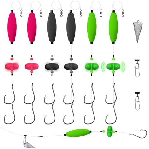 Narcissus Catfish Rigs Set – 6 Pre-Tied Rigs with 2 Sinker Sliders, Float Rigs Tackle, Santee Rig, Circle Hooks 6/0 – Complete & Ready-to-Use Kit (Hook Size 5/0&8/0-Weight 3 oz New)