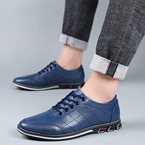 Image of Veslexth Men Casual Driving Sneakers Loafers Breathable Comfort Walking Wing Tips Lace Up Luxury Leather Shoes for Male Business Work Office Dress Outdoor