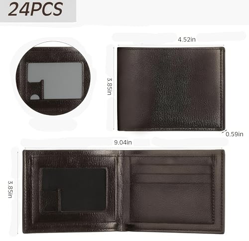 24 Pcs Leather Wallet for Men Bulk -Thank You Gifts for Employees Appreciation-Christmas Gift for Coworkers Men Father's Day (12pcs black+12pcs brown)2