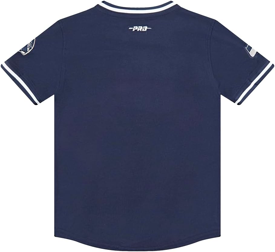 Pro Standard Little Boys NFL Seattle Seahawks Classic Chenille Taping Tee Midnight Navy - Image 3