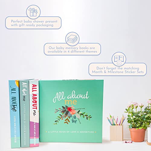 Rubyroo Baby Memory Book - Milestone Journal For Baby Girl - Baby Keepsake Photo Album - First 5 Years Scrapbook - Pregnancy Gift For Baby Shower, 60 Page Hardcover Record Book For Newborn - Floral #TOP7