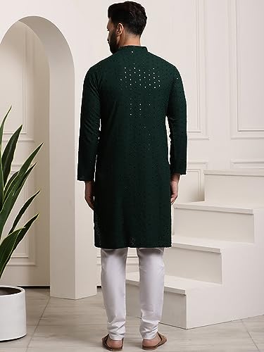 Image of SOJANYA Timeless Traditions (Since 1958) Men's Pure Cotton Sequin Embroidered Kurta Pyjama Set