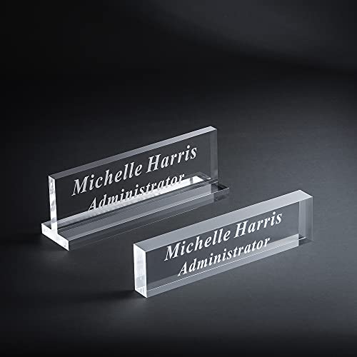 Acrylic Name Plate Office Desk Bar Custom Personalized Engraved - 8x4/5x1/2inch