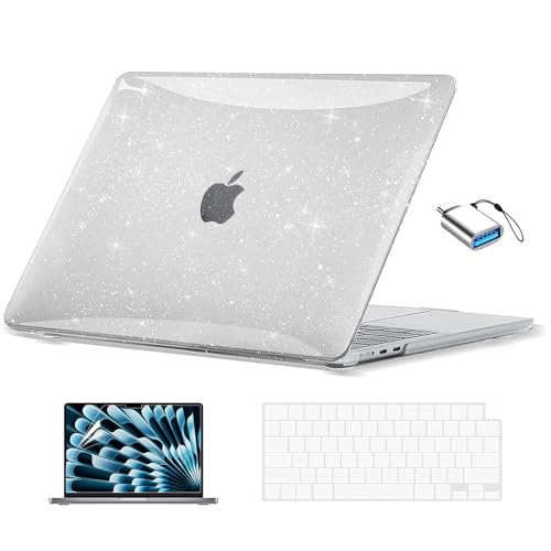 Image of EooCoo for MacBook Air 13 inch Case M5 /M4 /M3 /M2 2026-2022, Sparkly Clear