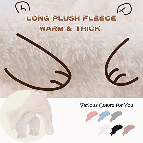 Fleece Baby Hat Scarf Mitten Set Winter Toddler Beanie Warm Mittens Infant Scarves Ears Earflap Hats for Baby Boys Girls3