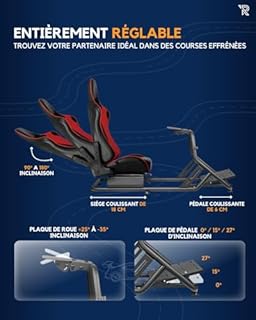Ranqer Siège De Simulation Racing Ajustable en Simili-Cuir – Cockpit Compatible PC/PlayStation/Xbox, Volants Fanatec/Logitech/MOZA/Simagic/Thrustmaster, Structure Stable À Revêtement Anti-Rayures