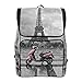 DEZIRO Sac à dos de voyage avec tour Eiffel sous la pluie Motif scooter rose Grand sac à dos d'école multifonction pour femme et homme 19 x 14 x 17,8 cm
