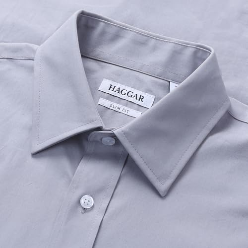 Haggar Men's Premium Comfort Slim Fit Wrinkle Resistant Dress Shirt Light Grey - image 3