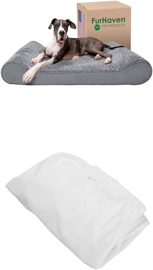 Furhaven dog bed Luxe Lounger Gray, Giant/XXXL W/same size waterproof liner