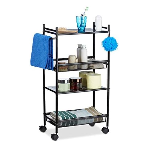 Relaxdays 4-Tier Kitchen Trolley with Wheels Cover
