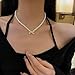 Vintage Bow Pearl Necklace Bow Pendant Imitation Pearl Clavicle Chain for Women Wedding Parties Fashion Jewelry Accessories (A)