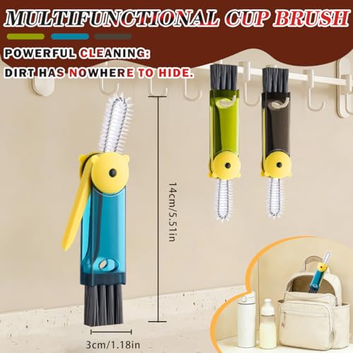 Image of 3 in 1 Cup Lid Cleaning Brush, Multifunctional Crevice Cleaning Brush for Water Bottle Insulated Cup Pacifier Tumbler Lid Groove Narrow Space Detail Cleaner Home Kitchen Gadgets(3 PCS)