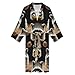 FOSKERV Mens Lightweight Bathrobe, Fashion Breathable Soft Kimono Robe with Belt for Daily, Travel, Animal Print Raccoon, Multi Functional Robes for Daily Wear, (XL)