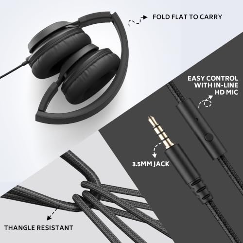 Image of AILIHEN Kids Headphones Bulk 10 Pack with Microphone & 3.5MM Jack, Black
