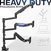 VIVO Pneumatic Arm Triple Ultrawide Monitor Extra Tall Desk Mount for Up to 49 inch Screens, Heavy Duty Clamp, Holds 3 Ultra Wides Up to 20kg, Black, STAND-V300D #4
