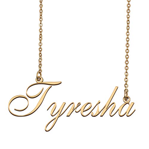 HUAN XUN Custom Personalized Name Necklace in Golden Silver for Women Tyresha