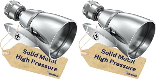 Image of HammerHead Showers Solid Metal 2 Inch High Pressure Shower Heads - CHROME - 2.5 GPM Shower Heads High Pressure - High Flow Shower Head with ADJUSTABLE SPRAY PATTERN - Fixed Shower Head (Pack of 2)