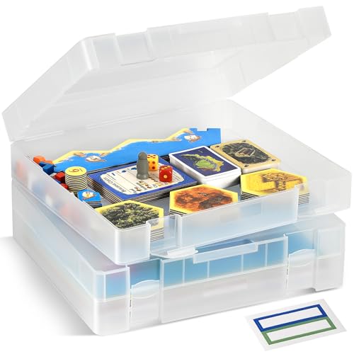 2-Pack Art and Craft Organizers and Storage Case Thick Tall Transparent Stackable Plastic Craft Storage Containers Project Organizer Paper Box Fits 8.5 x 11 Inch Papers & More 12.4 x 10.8 x 3.1 In