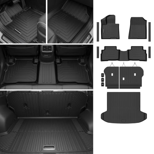 Floor Mats for 2023-2026 Kia Sportage Hybrid Upgrade Trunk Mat with Backrest Mat All Weather TPE Floor Liners Fit for Sportage 2026 Anti-Slip Full Set Car Accessories(Not Fit PHEV)
