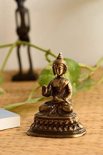 Buda de latón meditando marrón de 10 cm con acabado antiguo 5