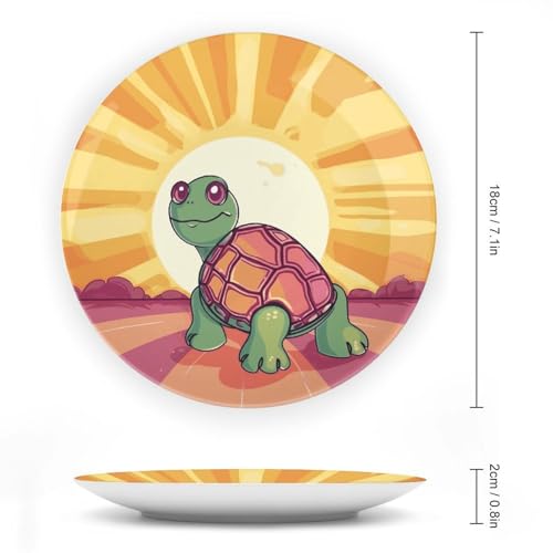 Plato decorativo Bone China Turtle in The Sun 7 pulgadas miniatura 2