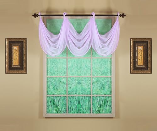 Image of Today's Curtain, Emelia Grommet Sheer Valance Waterfall 25 inch Lilac, 35 inch W x 25 inch L