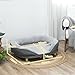 PawHut Hundesofa Hundecouch, Waschbarer Bezug, Haustiersofa mit Rückenlehne und Holzbeine, Katzensofa, Hundbett für mittelgroße Hunde unter 25 kg, 90cm x 78cm x 25cm, Grau